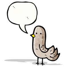 cartoon bird with speech bubble N314