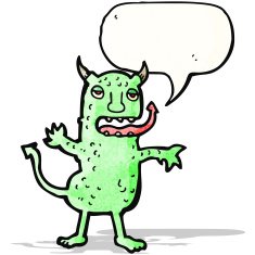 cartoon devil with speech bubble N15