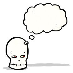 cartoon skull with thought bubble N40