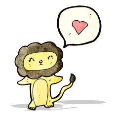 cartoon lion in love