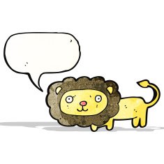 cartoon lion with speech bubble N24