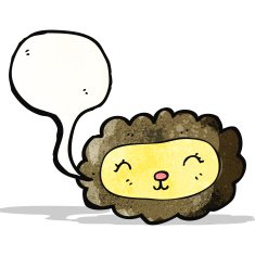 cartoon lion with speech bubble N25