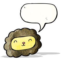 cartoon lion with speech bubble N26