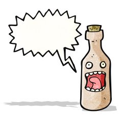 shrieking wine bottle cartoon character