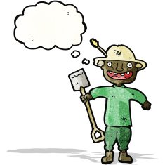 cartoon farmer with spade