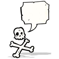 skull and crossbones symbol with speech bubble N2
