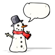 cartoon snowman with speech bubble N3