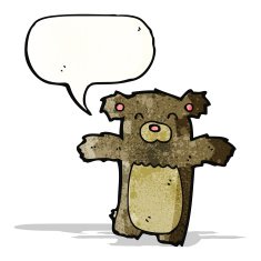 cartoon teddy bear with speech bubble N208