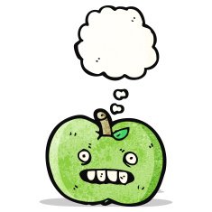 cartoon apple with thought bubble N39