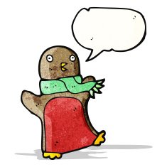 cartoon christmas robin wearing scarf
