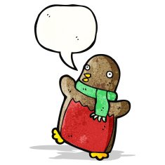 cartoon christmas robin wearing scarf N2