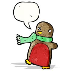 cartoon christmas robin wearing scarf N4