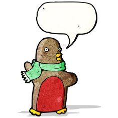cartoon christmas robin wearing scarf N5