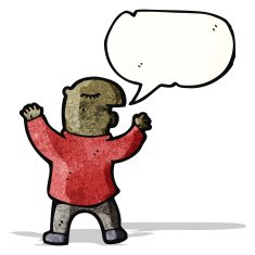 cartoon bald man with speech bubble N4