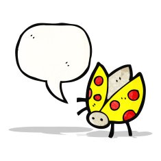 cartoon ladybug with speech bubble