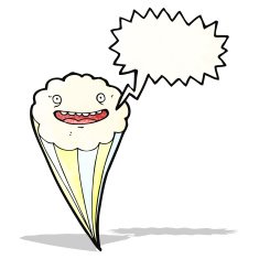 retro cloud cartoon character with speech bubble