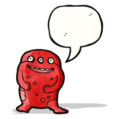cartoon monster with speech bubble N61