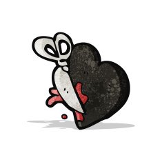 cutting black heart cartoon