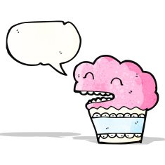 cartoon cupcake with speech bubble N13