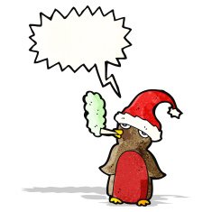 cartoon christmas robin smoking cigarette N2