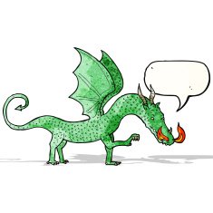 cartoon dragon with speech bubble N8