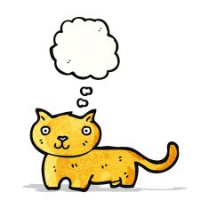 cartoon cat with thought bubble N66