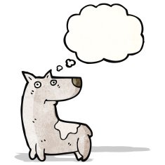 cartoon dog with thought bubble N27