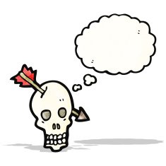 cartoon skull with arrow N5