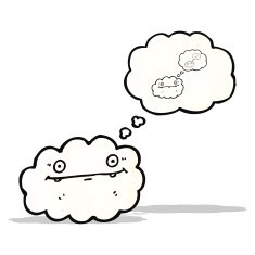 cartoon cloud thinking of a