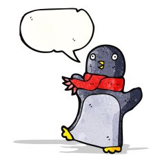 cartoon penguin wearing scarf N8