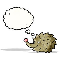 funny cartoon hedgehog with thought bubble N2
