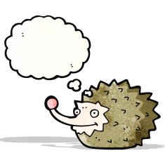 funny cartoon hedgehog with thought bubble N3