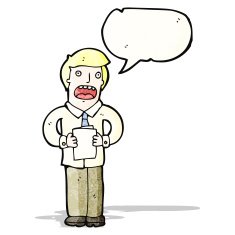 cartoon man reading speech