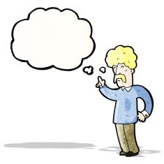 cartoon mustache man with idea N3
