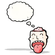 cartoon head with open brain