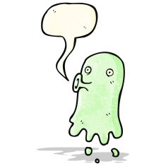 cartoon spooky ghost with speech bubble N60