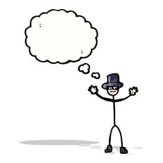 cartoon stick man symbol with top hat
