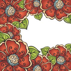 Colored Floral Background Hand Drawn Texture with Flowers N8