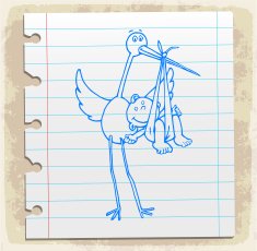 Bird with baby cartoon illustration