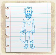 Cartoon hipster illustration N8