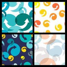 Set of seamless colorful patterns Abstract arrow and circle