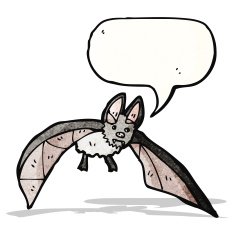 cartoon bat with speech bubble N29