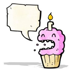 cartoon cupcake with speech bubble N17