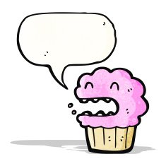 cartoon cupcake with speech bubble N18