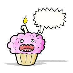 cartoon cupcake with speech bubble N20