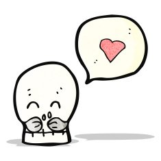 cartoon skull with love heart N2