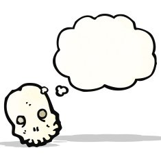 cartoon skull with thought bubble N45