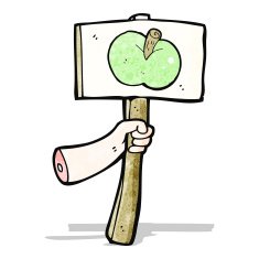 cartoon fresh fruit sign post