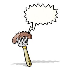 cartoon sausage on fork N6