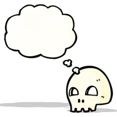 cartoon skull with thought bubble N47